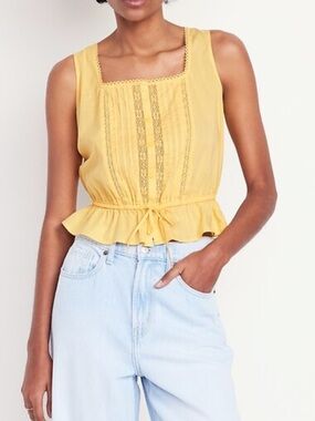 Old Navy Yellow Lace-Trim Peplum Camisole